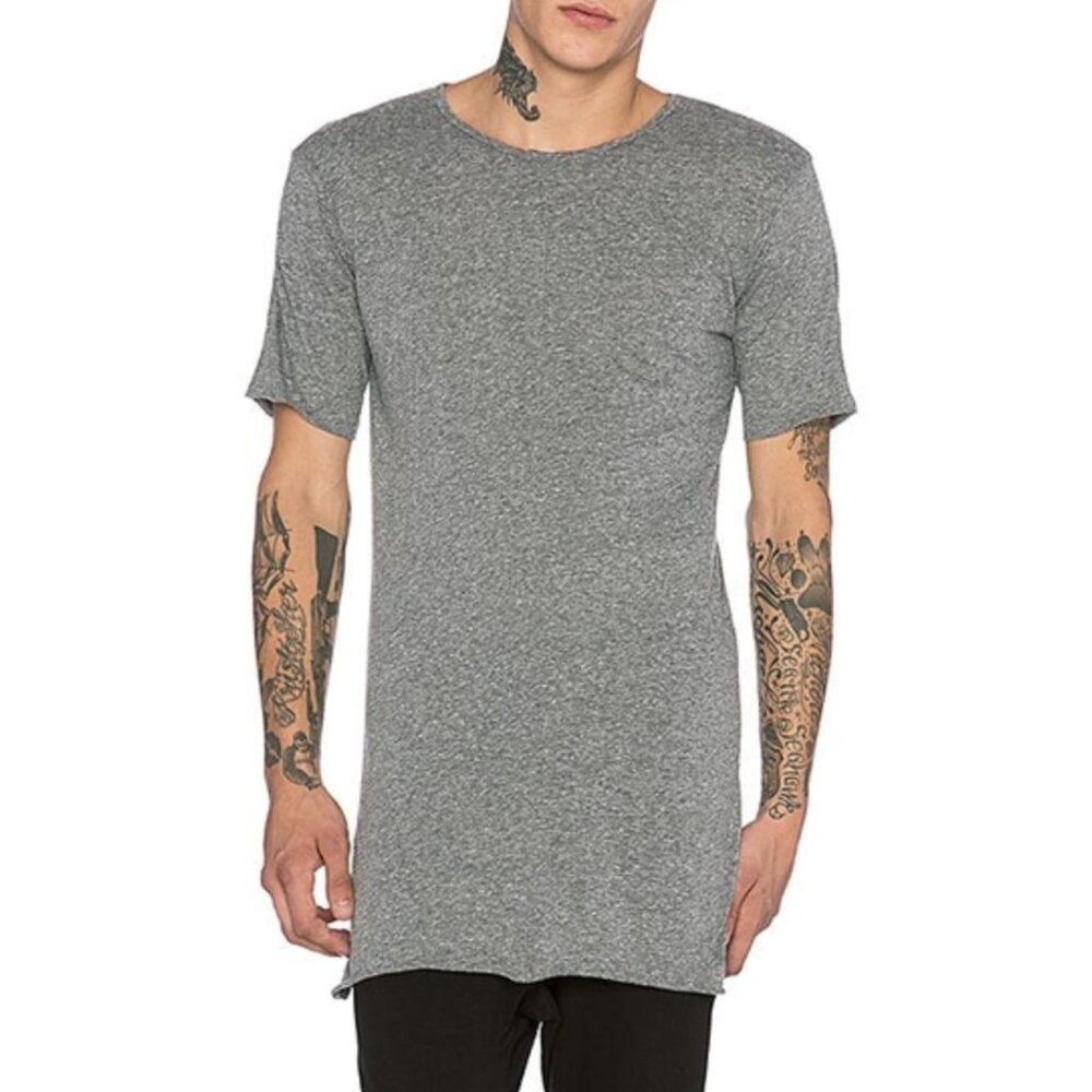 Knomadik by Daniel Patrick light heathered gray t shirt extra long size XS